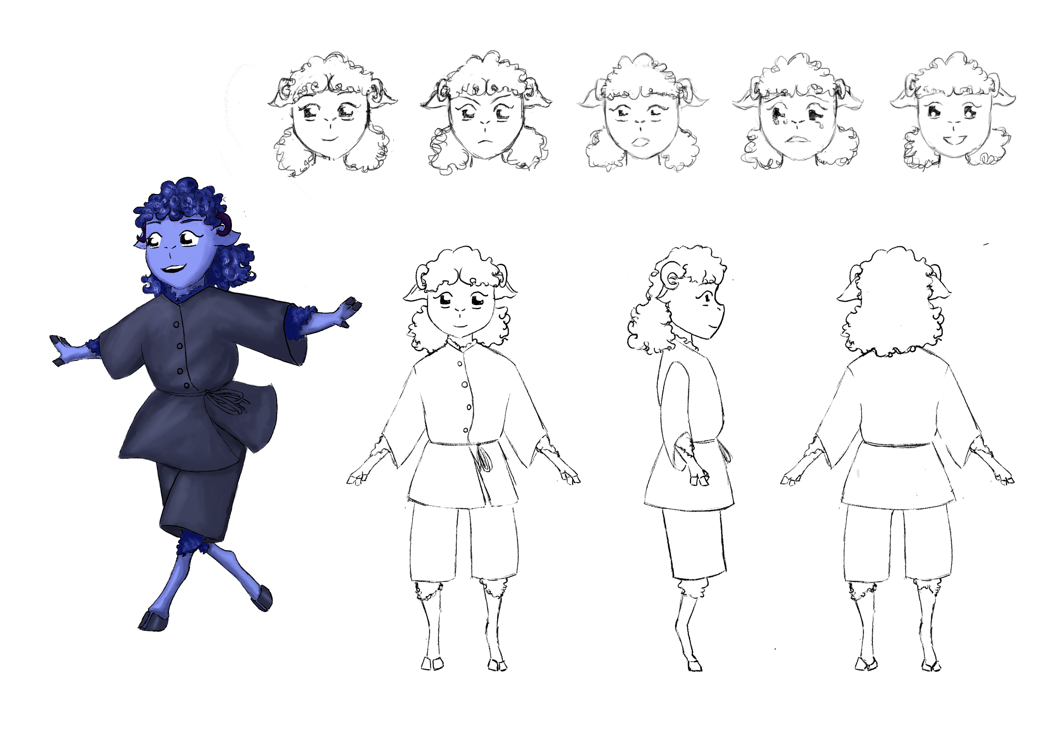 Turnarounds for Bramble: This is a character I'm developing for a graphic novel and animated series set in an eternal land of night, filled with love, betrayal and protecting those dearest to you.